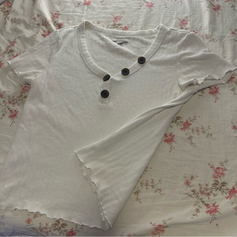 American Eagle Outfitters White Ribbed Top